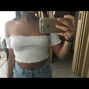 White Off Shoulder Crop